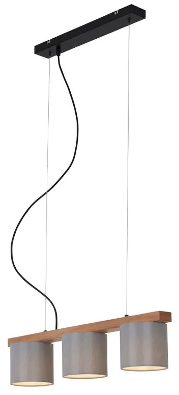 Lampadario Design Wood&Style grigio paralume grigio 3x E14 BRILONER