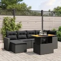 Set Divani da Giardino con Cuscini 7pz Nero Polyrattan 3271412