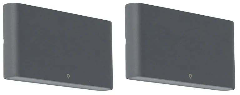 Set di 2 applique da esterno grigio scuro 17,5 cm con LED - Batt