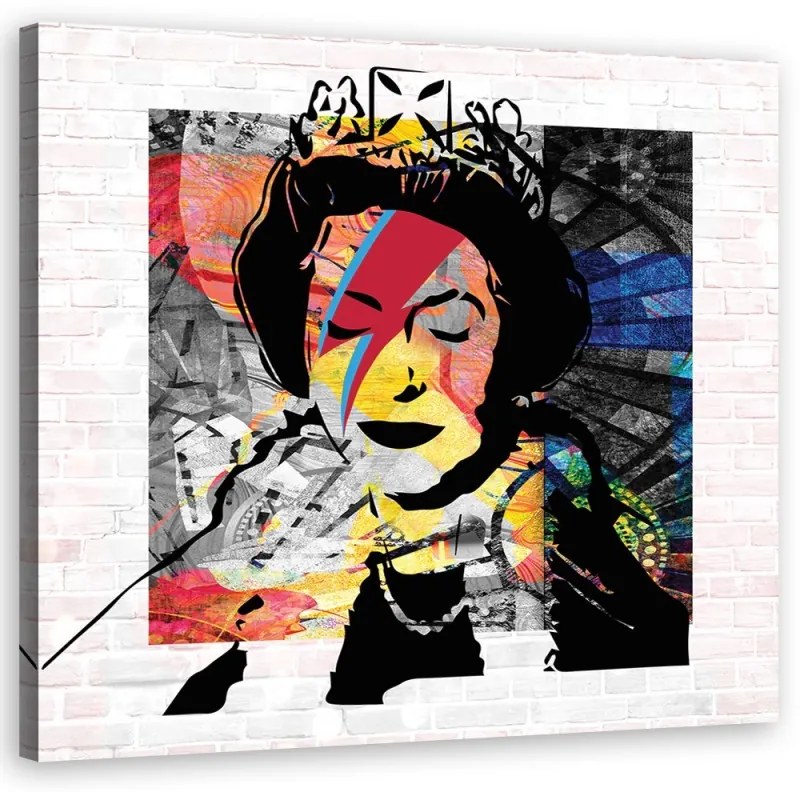 Quadro su tela, Banksy Queen d'Inghilterra  Dimensioni 30x30