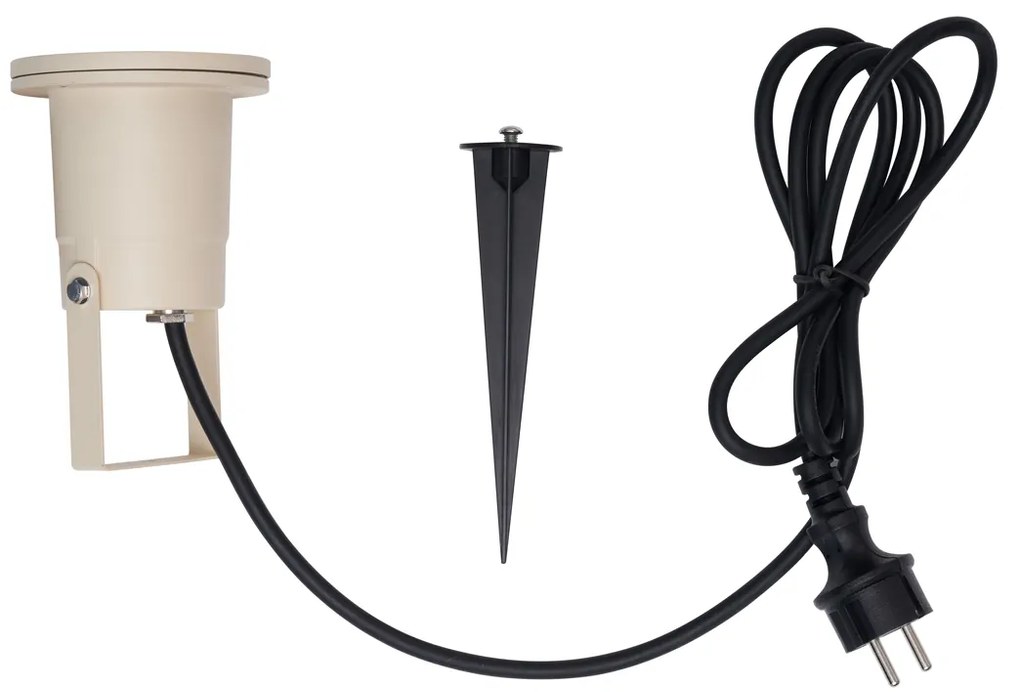 Faretto da giardino a picchetto beige GU10 50mm regolabile IP65 con cavo e spina - Basic