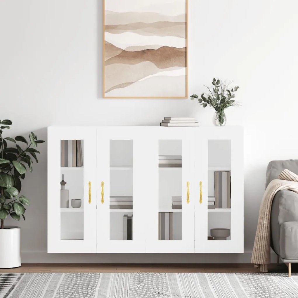 Armadietti A Parete 2 Pz Bianchi İn Legno Multistrato /