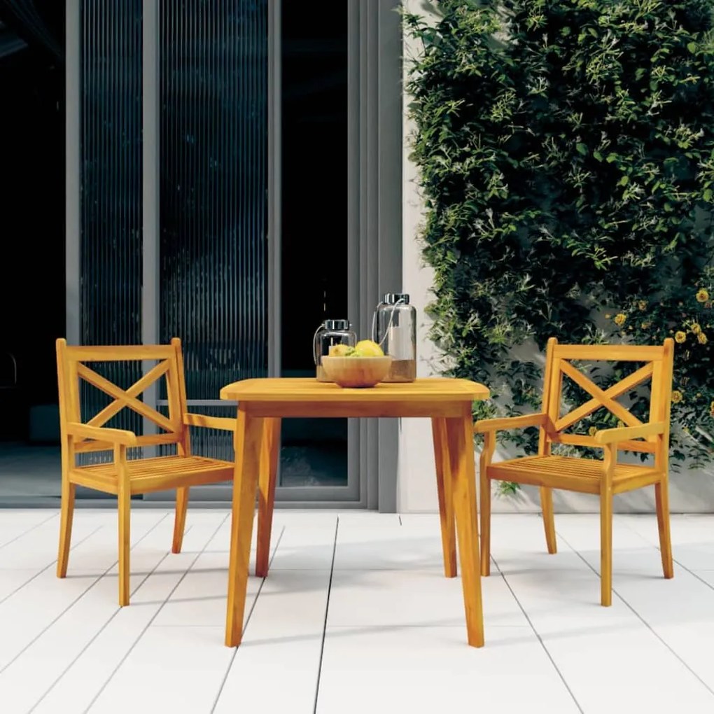Set Mobili Da Pranzo Per Giardino 3 Pz Legno Massello Di Acacia /