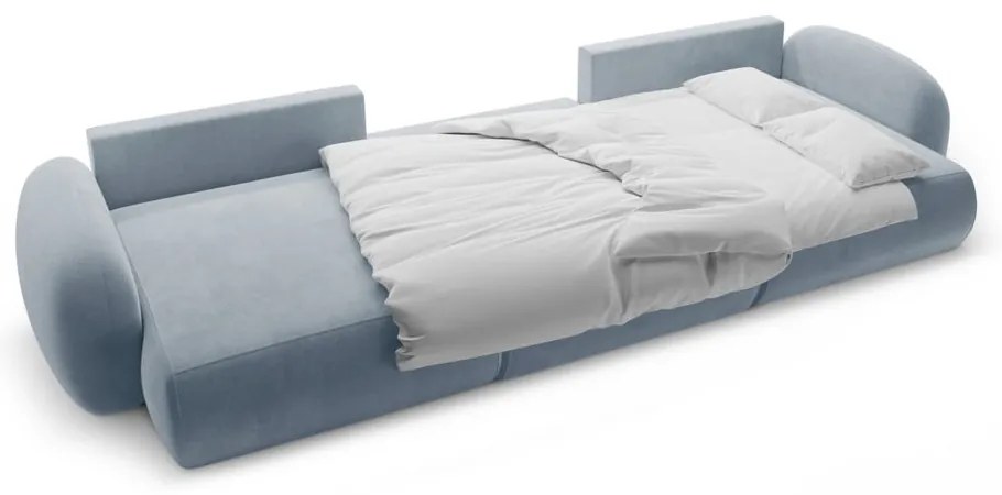 Divano angolare blu polveroso allungabile/con contenitore (a U) con rivestimento in velluto Tonale – Cosmopolitan Design