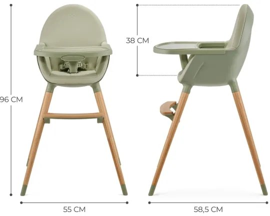 KINDERKRAFT - Seggiolone 2in1 FINI2 faggio/grigio