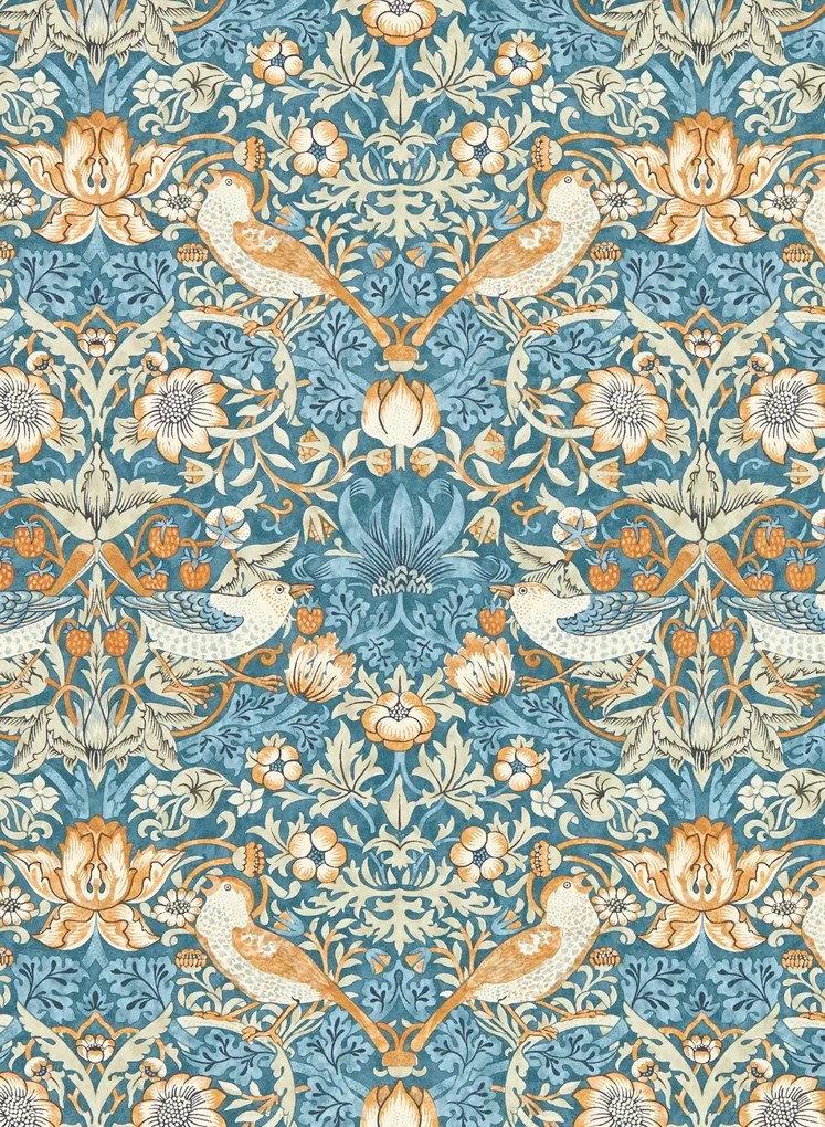 Clarke & Clarke Tapete Strawberry Thief - Denim/ Spice