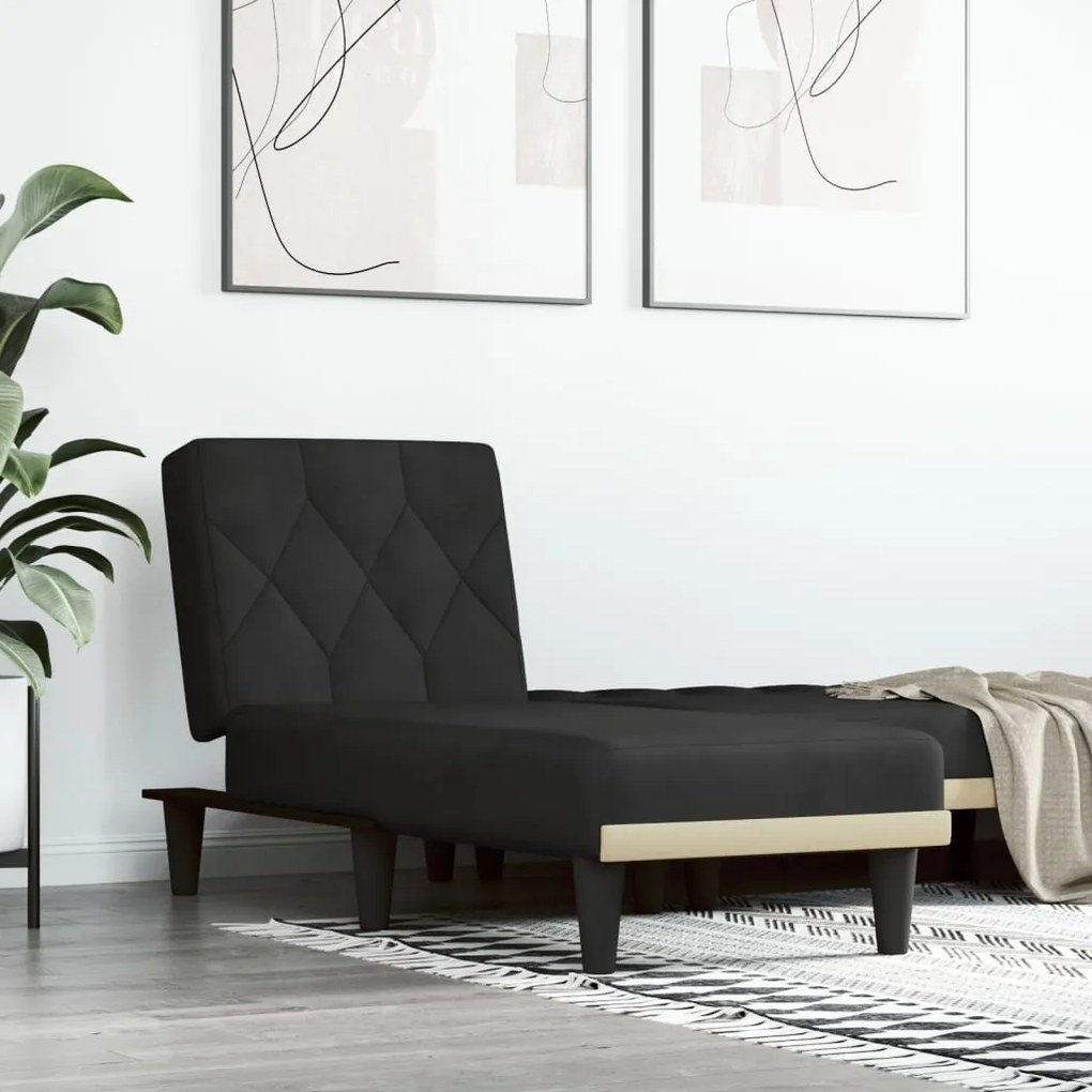Chaise Longue İn Velluto Nero /