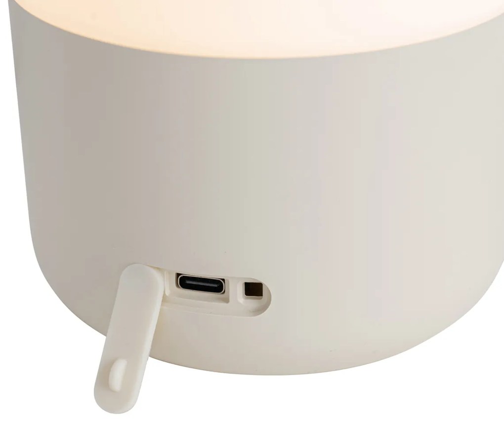 Lampada da tavolo da esterno beige con bianco inclusa LED ricaricabile IP44 - Haard