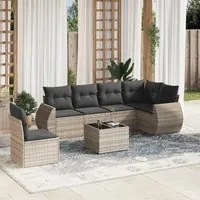 Set Divani da Giardino 7pz con Cuscini Grigio Chiaro Polyrattan 3253779