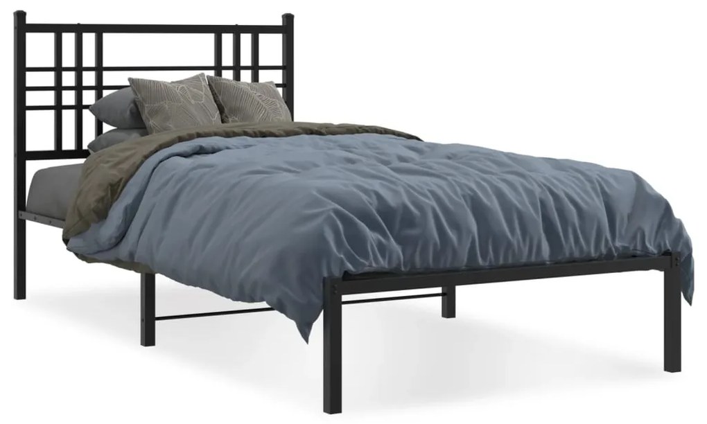 Giroletto con testiera in metallo nero 100x190 cm