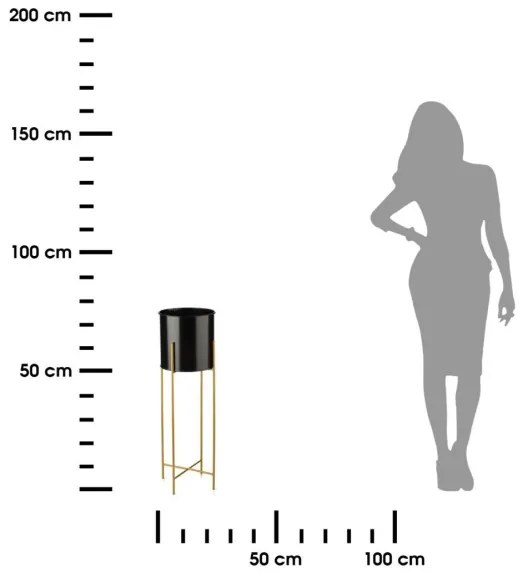 Portafiori 75x17 cm nero/oro
