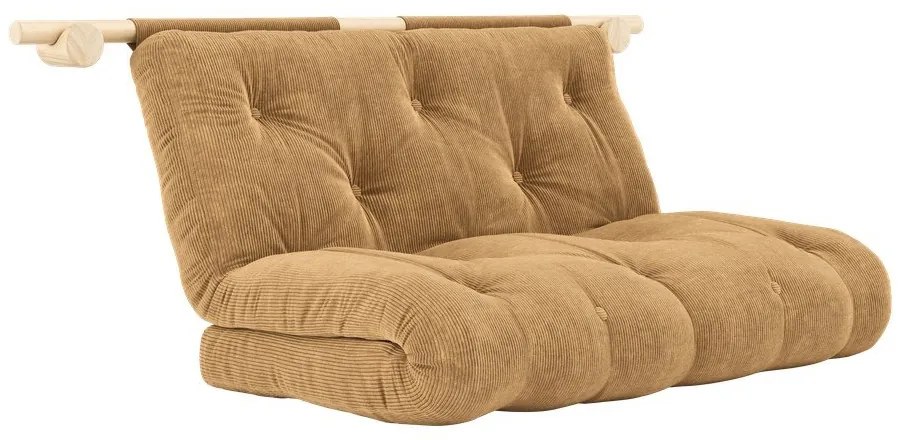 Divano marrone chiaro allungabile con rivestimento in velluto a coste 135 cm Hooked – Karup Design