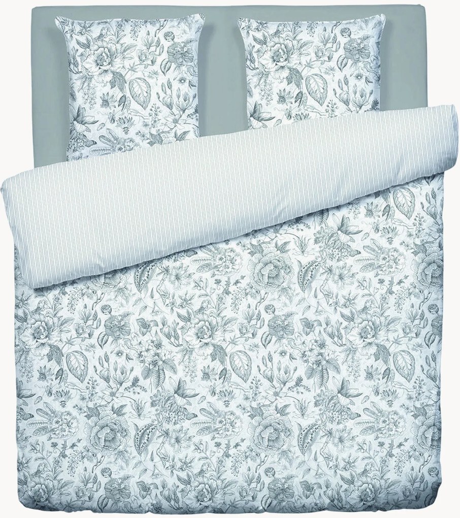 Set lenzuola in raso di cotone Fleurs Esquissées, varie misure
