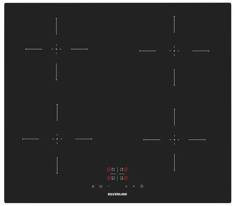 Piano cottura induzione 4 zone L 59 cm IH5445B01 SILVERLINE nero