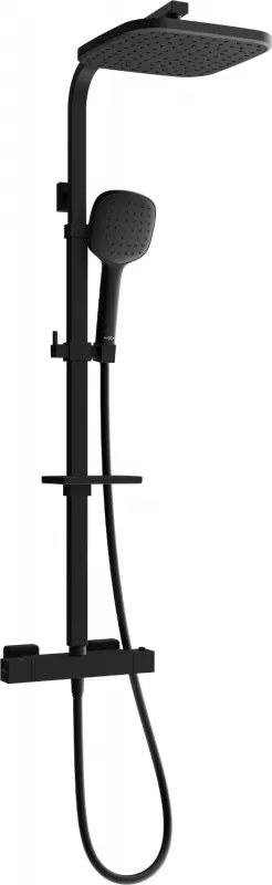 Mexen CQ33 set doccia esterno con soffione e miscelatore termostatico, nero - 772503395-70