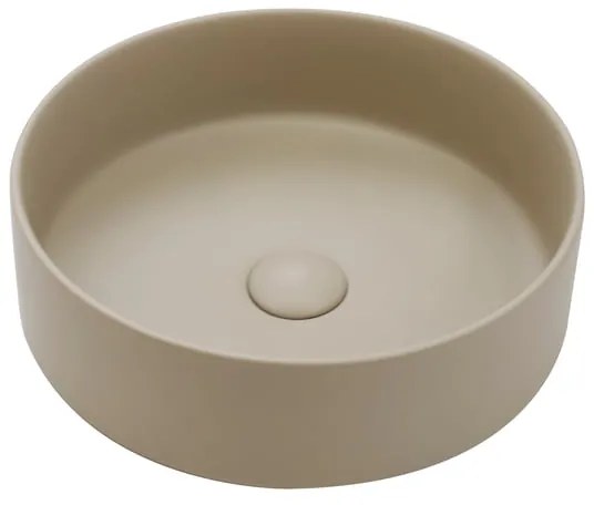Lavabo da appoggio SENSEA tondo in ceramica beige satinato piletta inclusa