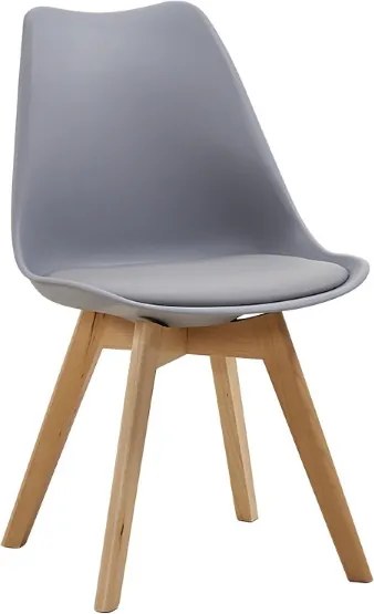 Sedia da pranzo seduta polipropilene Grigio gambe legno - KAIRA 2 pezzi