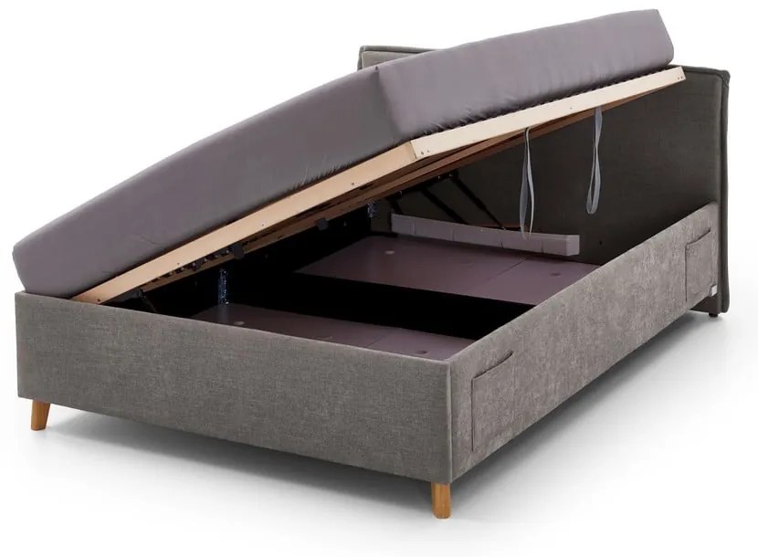 Letto da bambini grigio imbottito con contenitore con rete inclusa 90x200 cm Fun – Meise Möbel