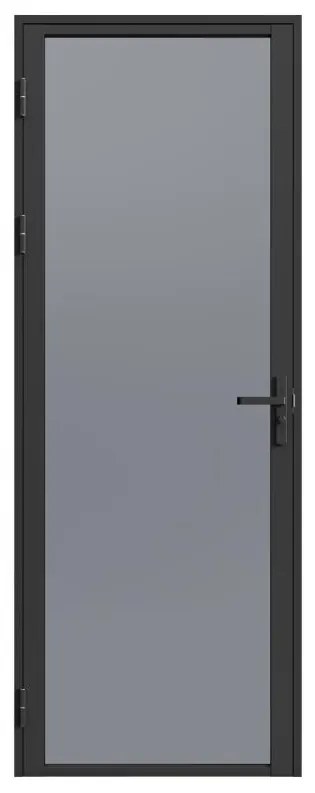 Blocco porta reversibile in alluminio e vetro temperato fumé H204 x L83 cm Nero - LOXTON