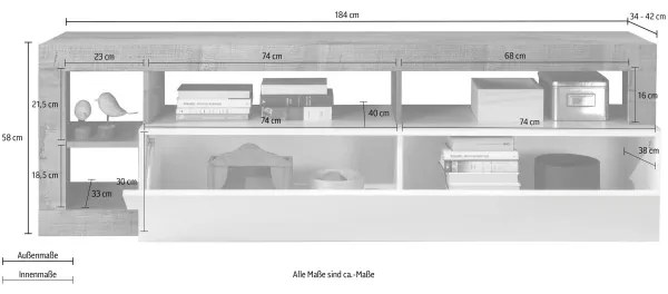 Mobile TV LENOR bianco/marrone