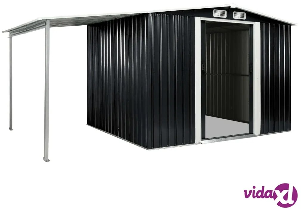 vidaXL Capanno con Porte Scorrevoli Antracite 386x205x178cm Acciaio
