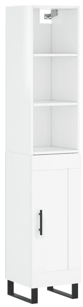 Credenza 34,5x34x180 cm in legno multistrato bianco lucido