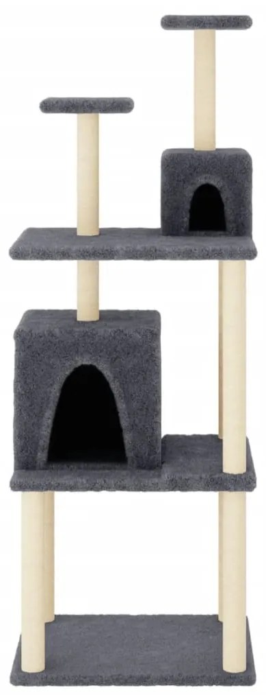 Albero per gatti con tiragraffi in sisal grigio scuro 167 cm