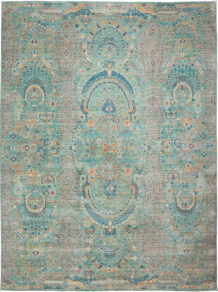 Samarkand Tappeto orientale 370x270 Turchese (Pakistan) Annodato A Mano