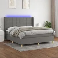 Letto a Molle Materasso e LED Grigio Scuro 180x200cm in Tessuto 3138894