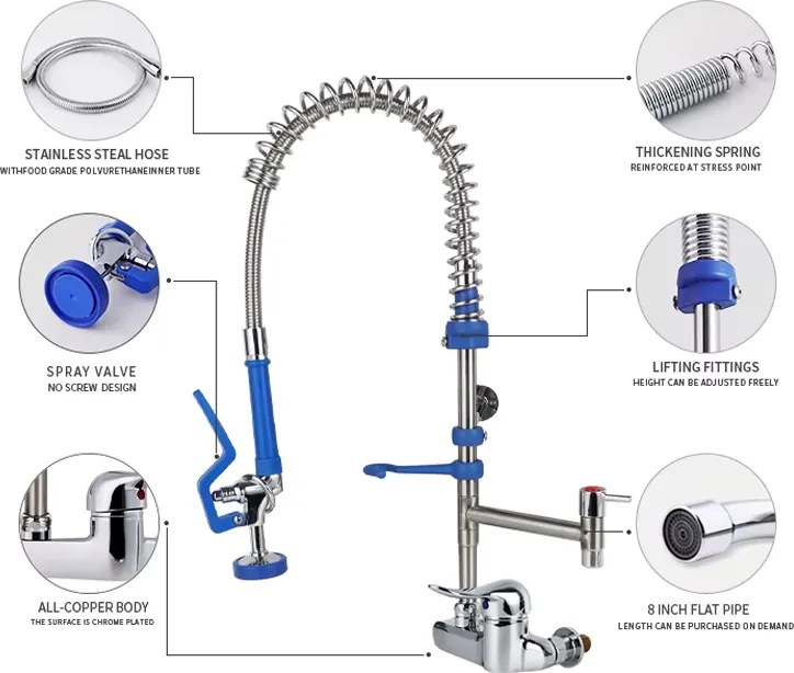 Rubinetto da cucina a parete ELITE EDITION PRO1815, cromato lucido con doccetta estraibile