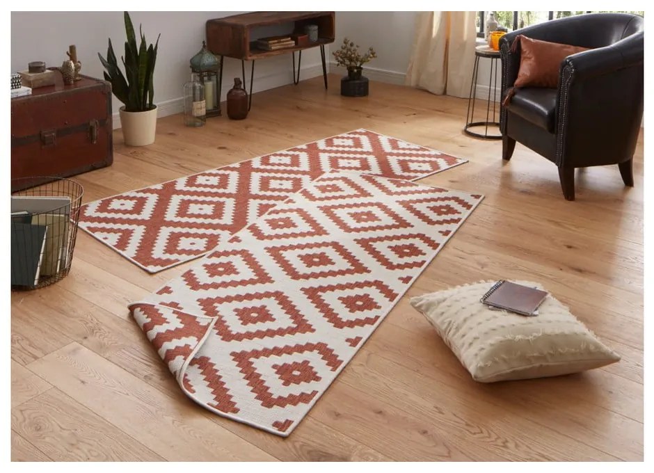 Tappeto da esterno rosso e crema , 80 x 345 cm Malta - NORTHRUGS