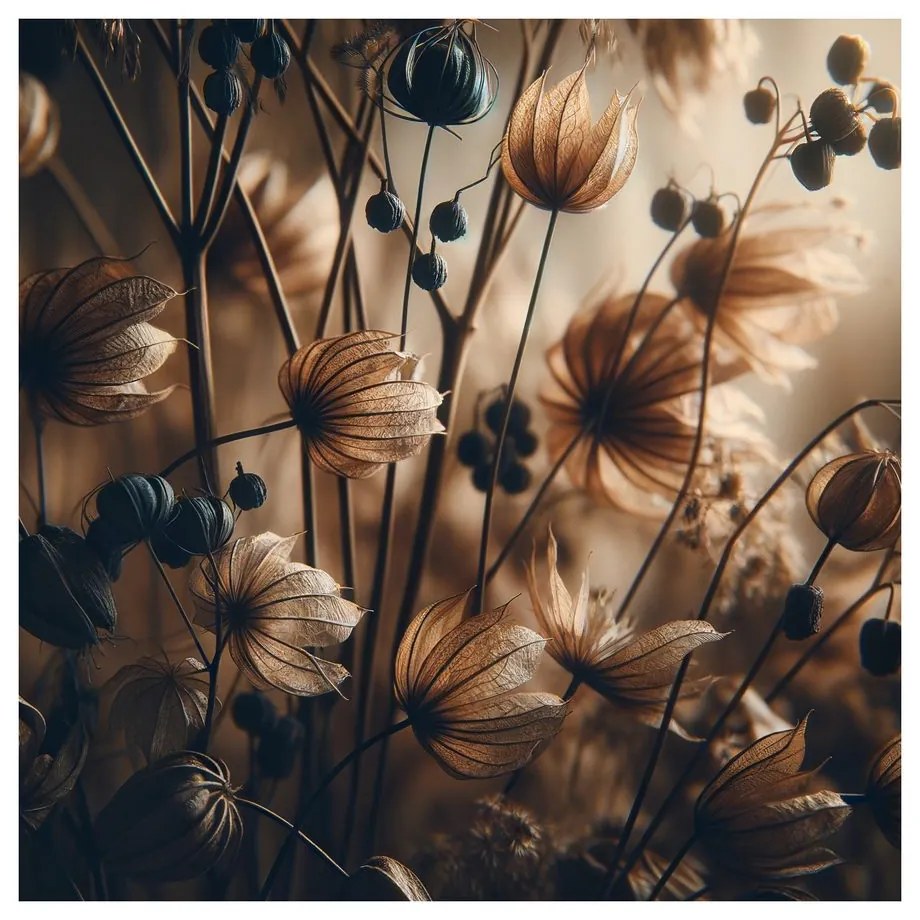 Quadro su tela – Fiori di prato in luce marrone