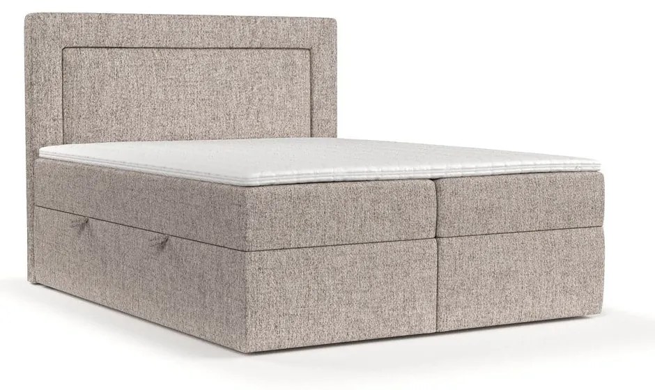 Letto boxspring marrone chiaro con contenitore 160x200 cm Imagine - Maison de Rêve
