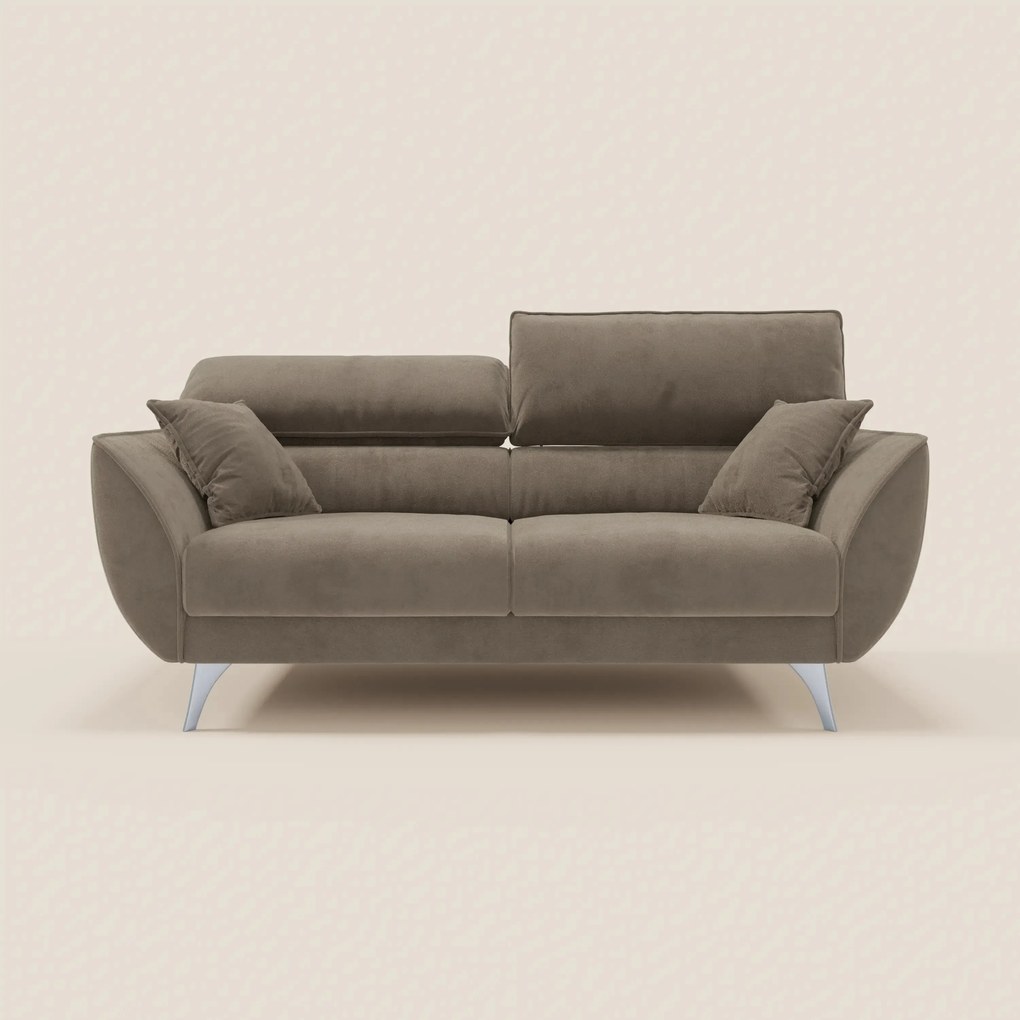 Michelangelo divano 2 e 3 posti con sedute allungabili e poggiatesta reclinabili in tessuto smacchiabile T30