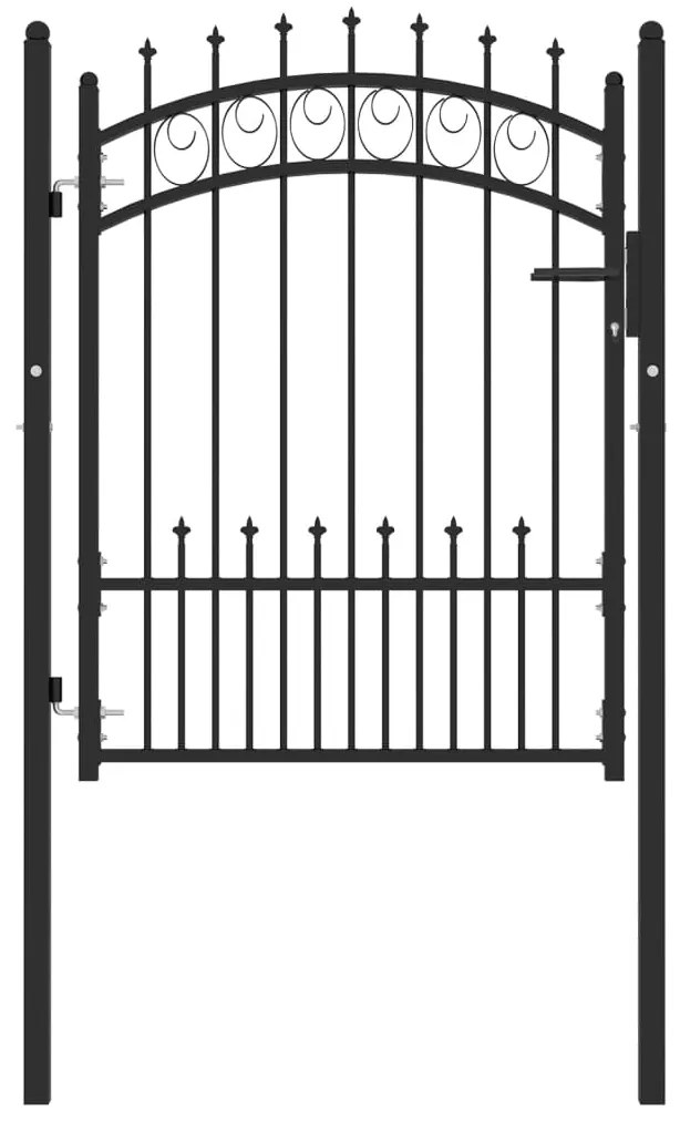 Cancello Per Recinzione Con Punte İn Acciaio 100x125 Cm Nero /