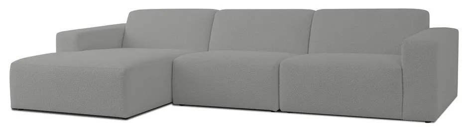 Divano angolare grigio in tessuto bouclé (angolo sinistro) Roxy - Scandic