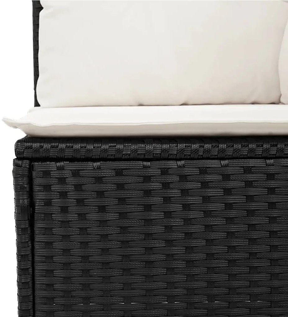 Set divani da giardino con cuscini 8 pz nero in polyrattan