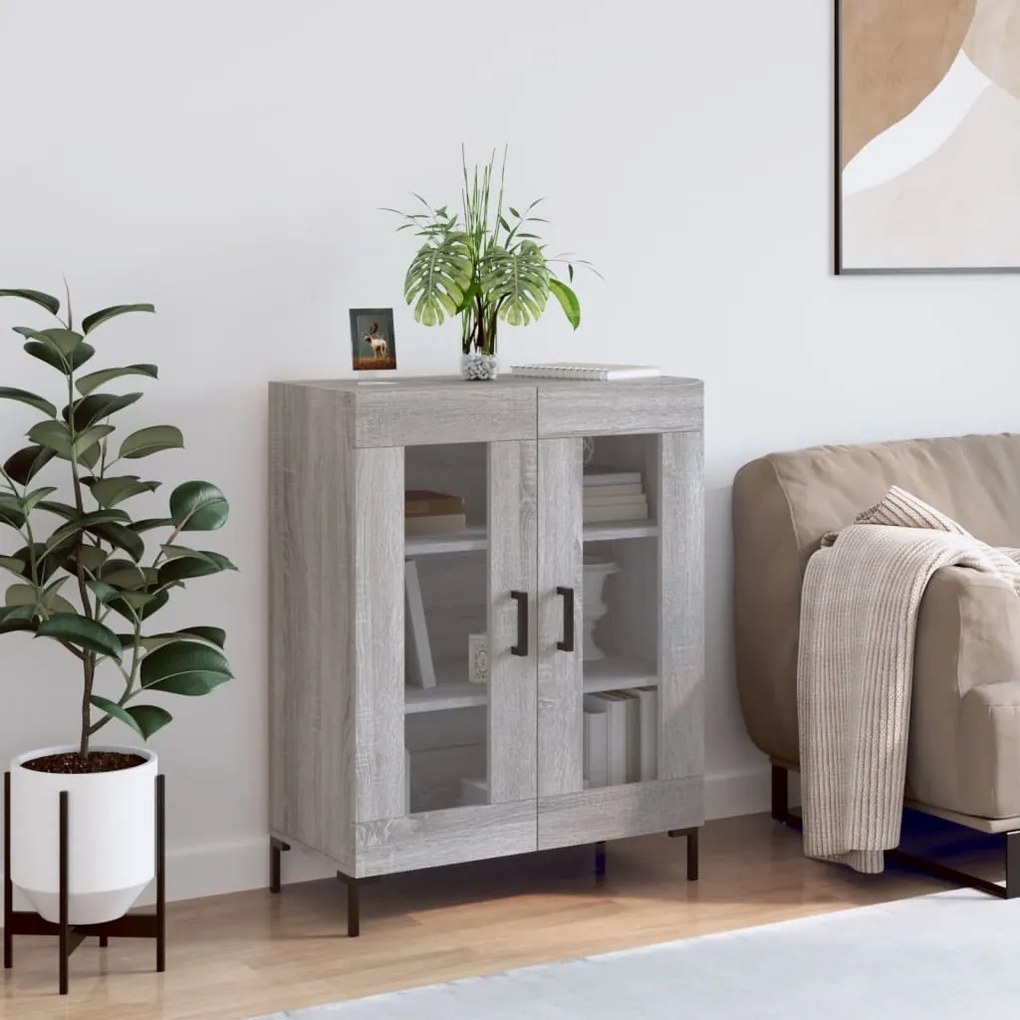 Credenza Grigio Sonoma 69,5x34x90 Cm İn Legno Multistrato /