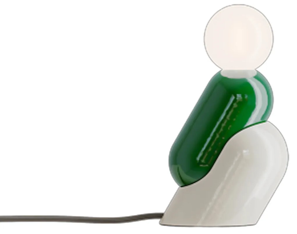 Lampada Da Scrivania Decò Tata Ceramica Verde Bali E Crema 1 Luce E14