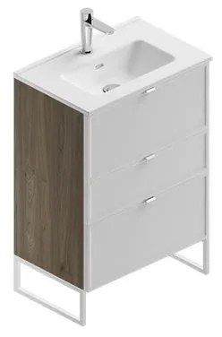 Mobile sottolavabo e lavabo Quadra cotto/bianco in mdf L 60 x H 93 x P 39 cm 1 vasca 3 cassetti