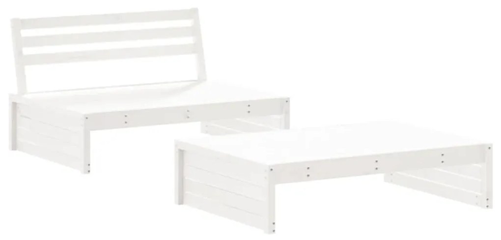 Set divani da giardino 2pz con cuscini in legno massello bianco