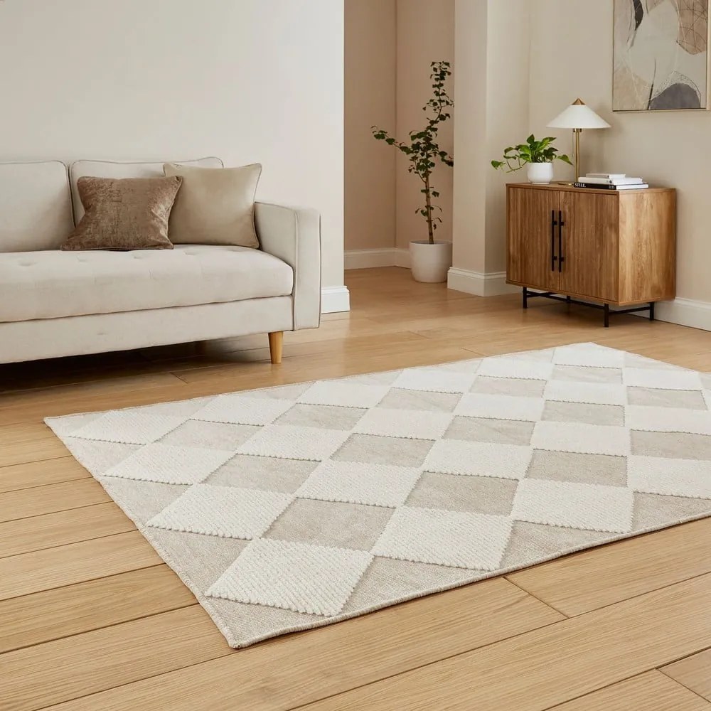 Tappeto bianco e beige lavabile 160x230 cm Lyna Beige&amp;White – Think Rugs
