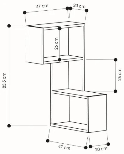 Mensola angolare PART 85,5x47 cm bianca