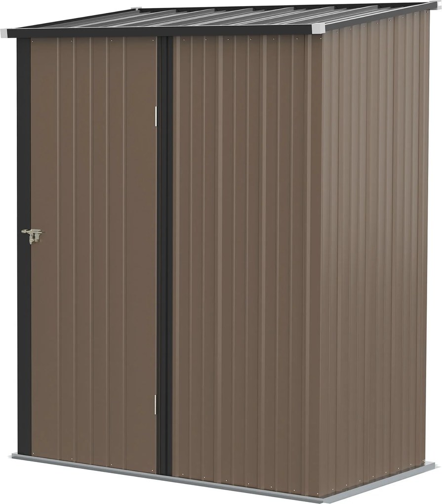 Casetta Box da Giardino 161,5x94,5x196 cm Porta Attrezzi con Catenaccio in Acciaio Marrone...