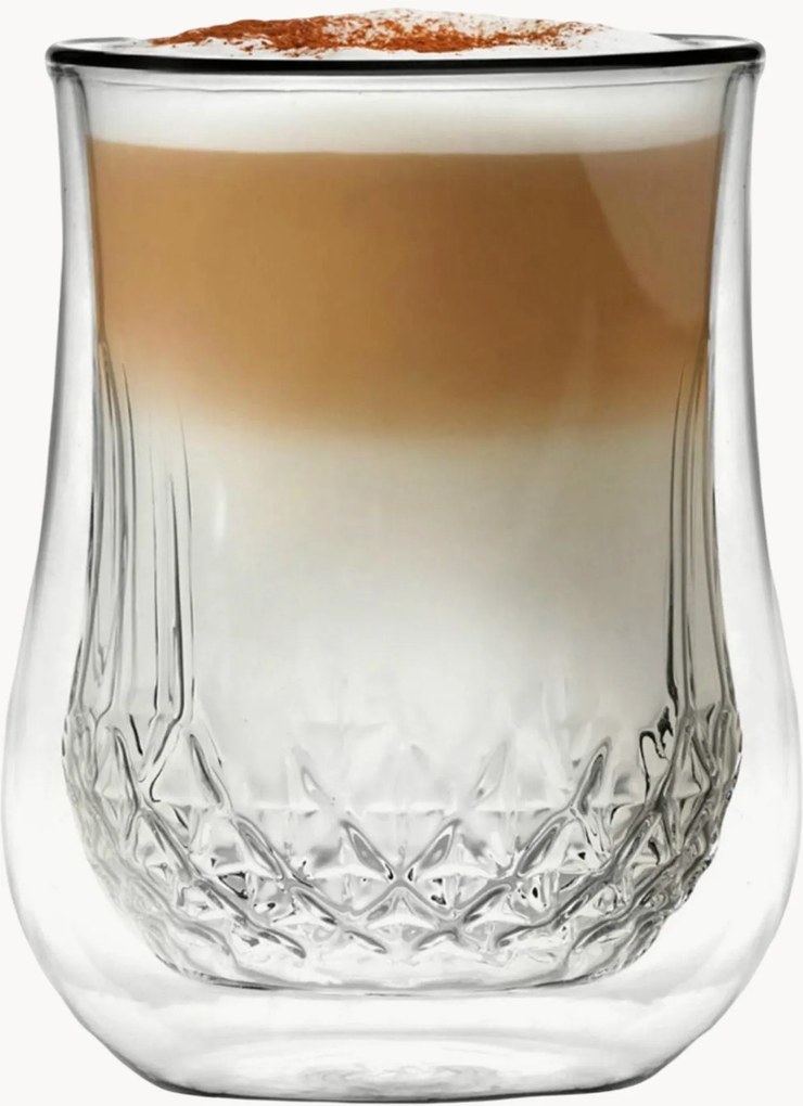 Set di 2 tazze in vetro borosilicato a doppia parete Diamante