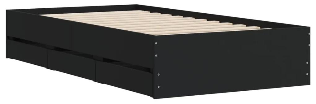 Giroletto con cassetti nero 100x200 cm in legno multistrato