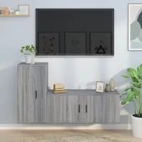 Set Mobili Porta TV 2 pz Grigio Sonoma in Legno Multistrato 3188492