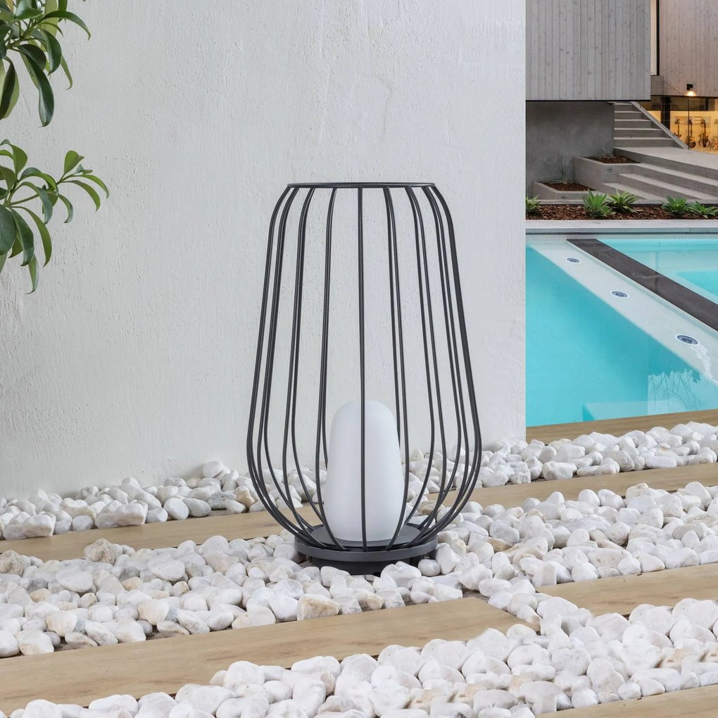 Lampada per terrazza Lucande Chandan, 52,7 cm, nero, alluminio