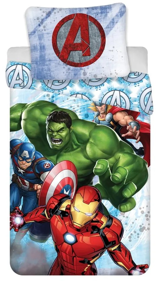 Biancheria da letto in cotone per bambini Heroes, 140 x 200 cm Avengers - Jerry Fabrics