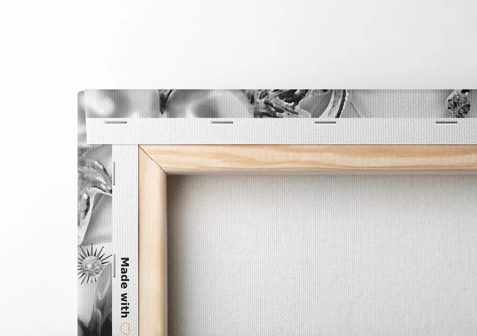 Stampa su tela – Gioielli floreali di lusso in bianco e nero